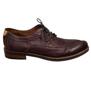 Johnston & Murphy Mens Shoes Size 9 D Brown Sheepskin Leather Split Apron Toe